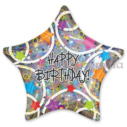 Фольгована кулька "Зірка Happy Birthday Срібло" – фото 1