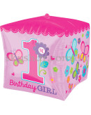 Фольгована кулька куб "1-й ДН Дівчинка" – фото 2