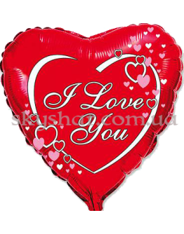 Опция Фольгированный шар сердце с вензелями "I love You" – фото 1