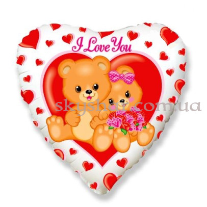 Фольгована кулька "Серце з ведмедиками" – фото 1
