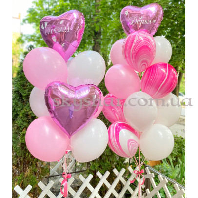 Кульки на виписку дівчинці "Рожеві букети" – фото 1
