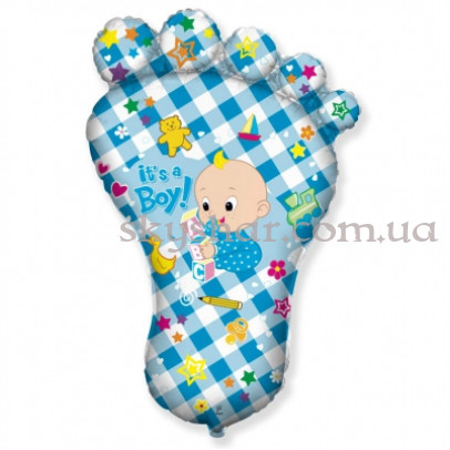 Фольгована кулька "Стопа хлопчика блакитна" – фото 1