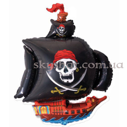 Фольгированный шар "Пиратский корабль черный" – фото 1 Фольгированный шар "Пиратский корабль черный" – фото 1