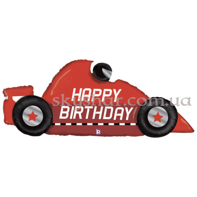 Фольгированный шар "Гоночная машина Happy Birthday (Формула 1 Красная)" – фото 1