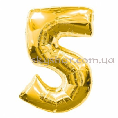 Фольгована цифра "5" Золота – фото 1