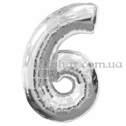 Фольгована цифра "6" Срібна – фото 1