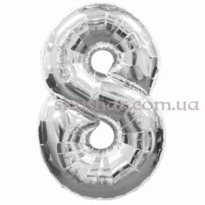 Фольгована цифра "8" Срібна – фото 1 Фольгована цифра "8" Срібна – фото 1
