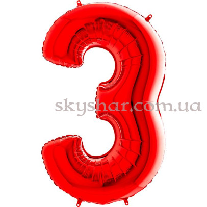 Фольгированная цифра "3" Красная – фото 1 Фольгированная цифра "3" Красная – фото 1