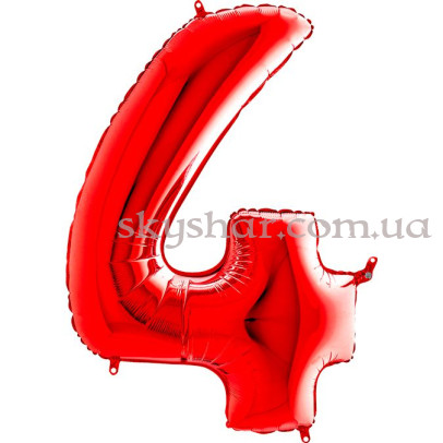 Фольгована цифра "4" Червона – фото 1