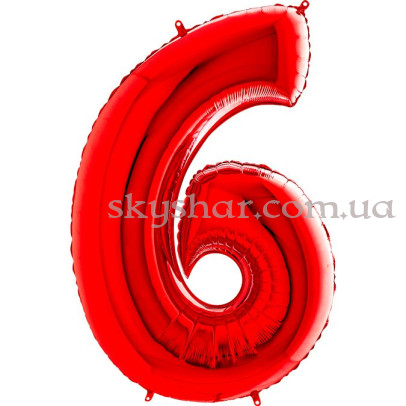 Фольгована цифра "6" Червона – фото 1