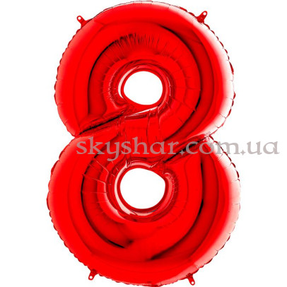 Фольгированная цифра "8" Красная – фото 1 Фольгированная цифра "8" Красная – фото 1