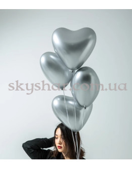 Опция Гелієві кульки "Сердечки Хром" Сріблясті (30 см) – фото 1