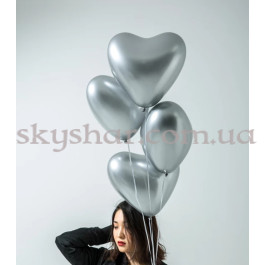 Опция Гелієві кульки "Сердечки Хром" Сріблясті (30 см) – фото 8