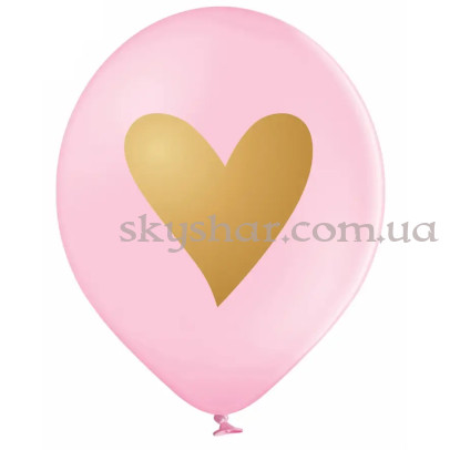 Гелиевые шары "Золотое сердце на розовом" (35 см)  – фото 1