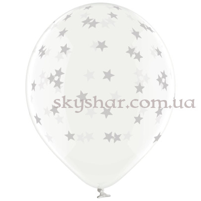 Гелієві кульки "Зірки сріблясті на прозорому" (30 см)  – фото 1