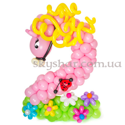 Цифра из шаров 2 "Розовая лошадка" – фото 1