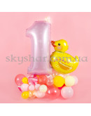 Фигура из шаров с розовой цифрой и надписью "Утенок" – фото 2