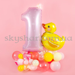 Опция Фігура з кульок з рожевою цифрою та написом "Каченя" – фото 5