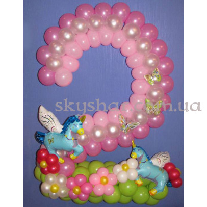 Цифра из шаров "Единороги" – фото 1