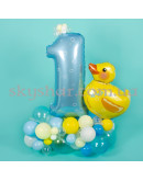 Фігура з кульок з блакитною цифрою та написом "Каченя" – фото 2