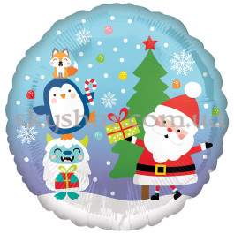 Опция Фольгована кулька "Дід Мороз та звірі під ялинкою" 46 см – фото 1