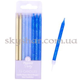 Свечи для торта "Голубые и золотистые" 7,5 см 16 шт. – фото 12