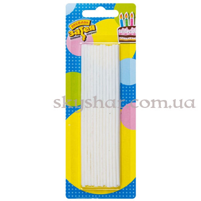 Свечи для торта "Белые блестящие" 13,5 см 24 шт. – фото 1