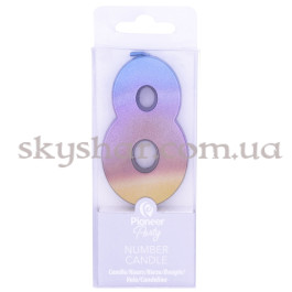 Свічка -цифра "8" Омбре райдужне – фото 9