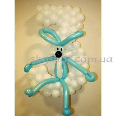 Цифра з кульок "З Зайченям" – фото 1 Цифра з кульок "З Зайченям" – фото 1