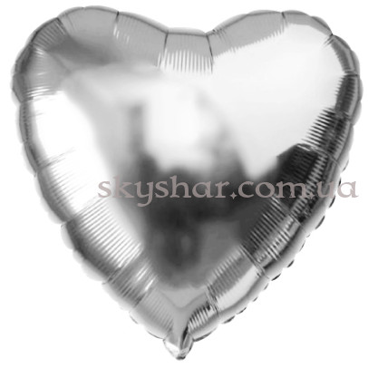 Фольгированный шар "Сердце серебряное" 46 см – фото 1