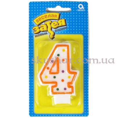 Свічка -цифра "4" Горошок – фото 1