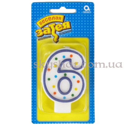 Свеча -цифра "6" Горошек – фото 1