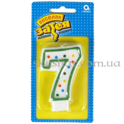 Свеча -цифра "7" Горошек – фото 1