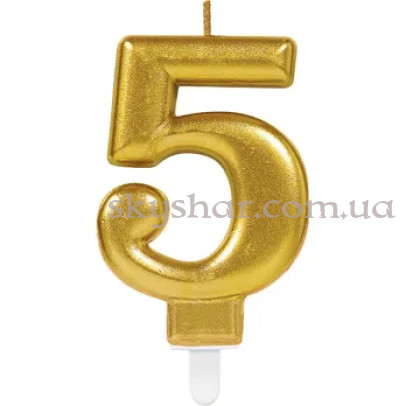 Свічка-цифра "5" Золота – фото 1