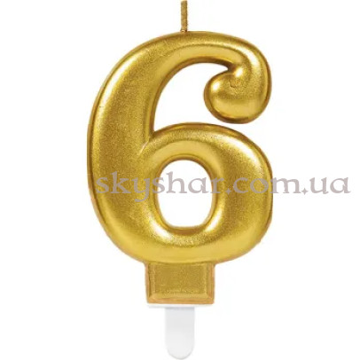 Свічка-цифра "6" Золота – фото 1