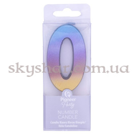 Свічка -цифра "0" Омбре райдужне – фото 2