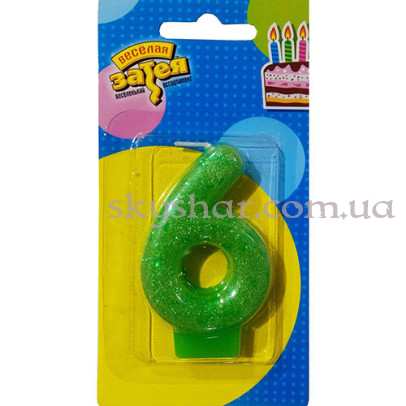 Свеча-цифра "6" Блеск – фото 1