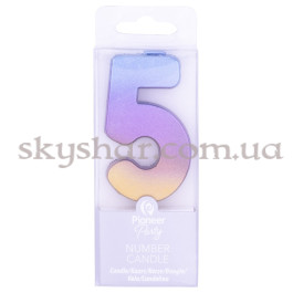 Свічка -цифра "5" Омбре райдужне – фото 6