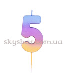 Свічка -цифра "5" Омбре райдужне – фото 2