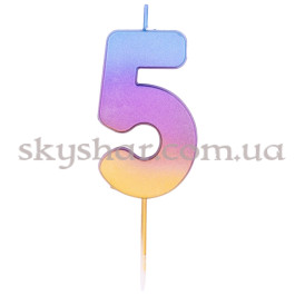 Опция Свічка -цифра "5" Омбре райдужне – фото 5
