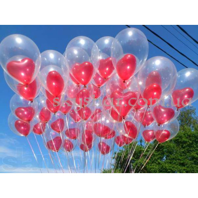 Шар-сердце в шаре 14” (35 см) – фото 1 Шар-сердце в шаре 14” (35 см) – фото 1