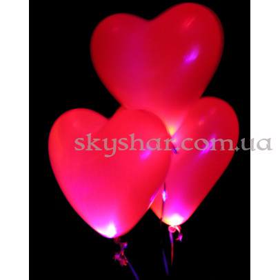 Светящееся сердце с гелием 12” (30 см)  – фото 1