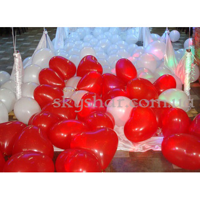 Повітряні серця на підлогу 15” (38 см) Червоні та Білі – фото 1