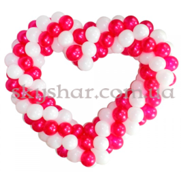 Опция Сердце из шаров с плетением малиновое – фото 16