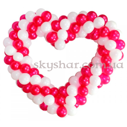 Сердце из шаров с плетением малиновое – фото 1