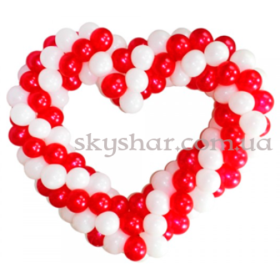 Сердце из шаров с плетением красное – фото 1