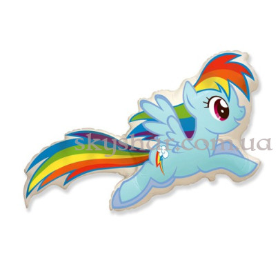 Фольгированный шар "Пони Радуга голубой" – фото 1