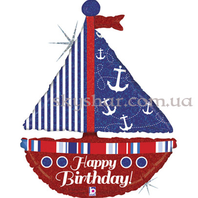 Фольгована кулька "Корабель Happy Birthday" – фото 1 Фольгована кулька "Корабель Happy Birthday" – фото 1