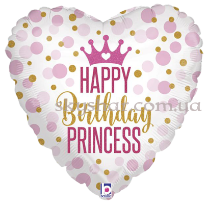 Фольгована кулька "Happy Birthday Корона Принцеси" – фото 1