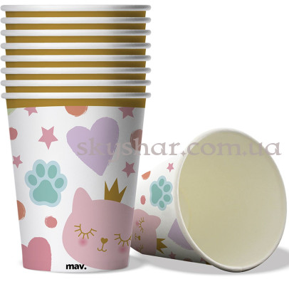 Стаканы "Кошечка-принцесса" 250 мл 8 шт. – фото 1